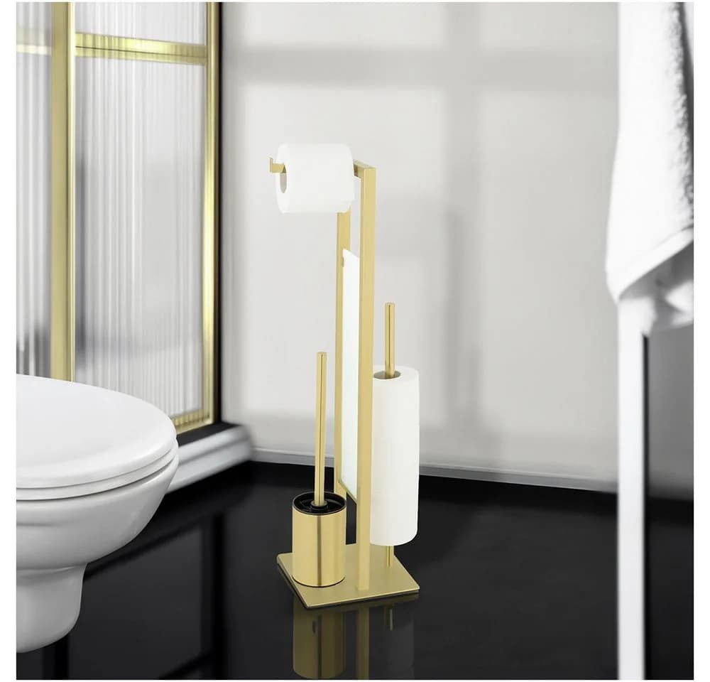 WENKO WC-Garnitur Rivalta Gold mit Toilettenpapierhalter und WC-Bürste