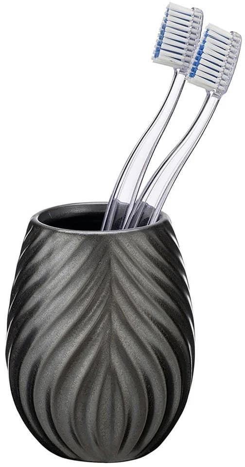 WENKO Badaccessoire-Set Idro Anthrazit Keramik mit Linien-Struktur - Bild 4