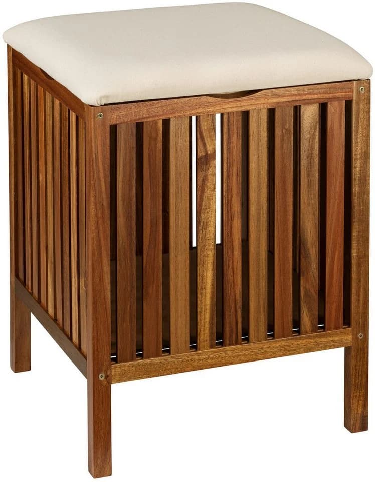 WENKO Hocker Fondi Akazienholz Beige Gepolstert - Bild 2