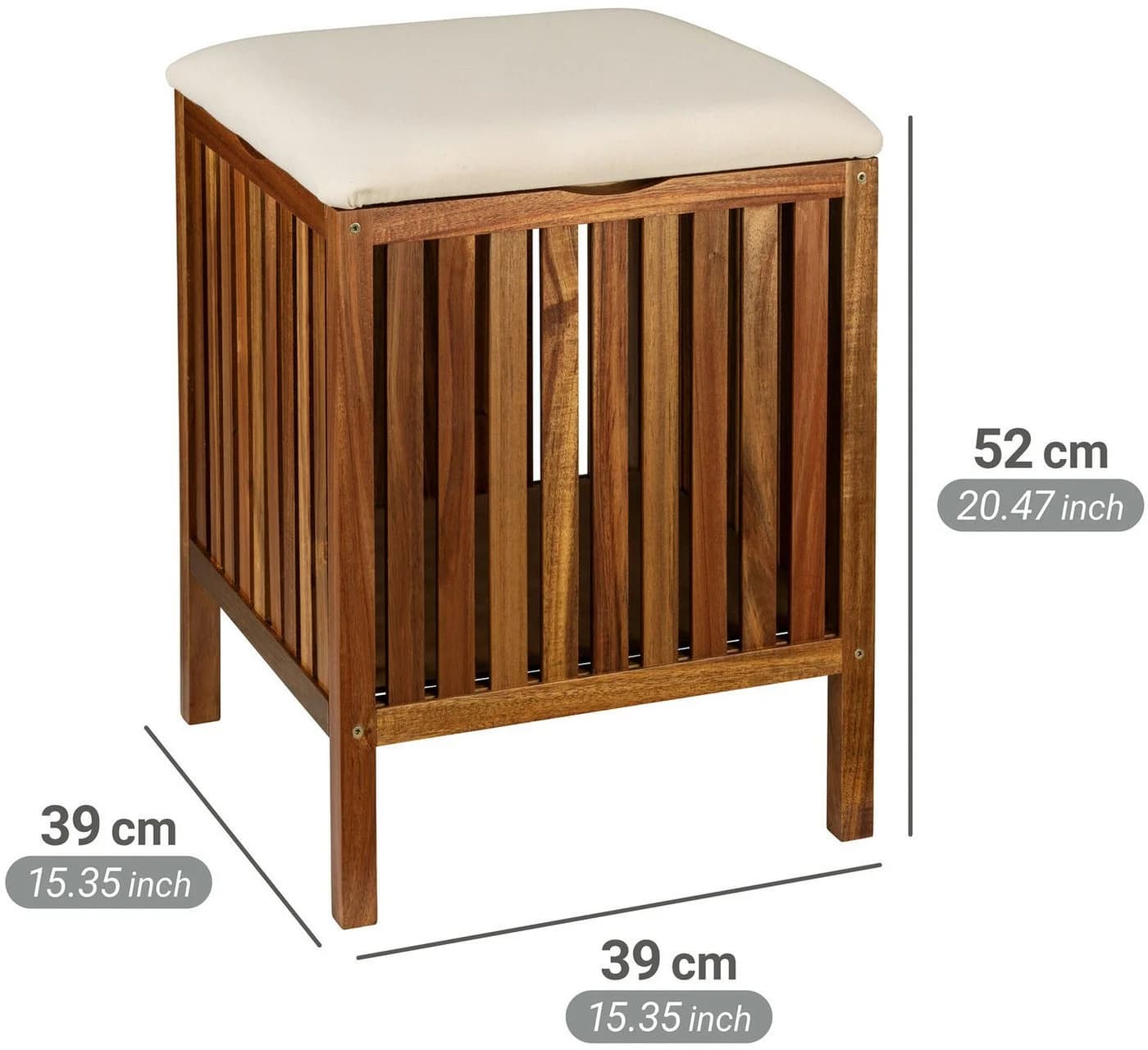 WENKO Hocker Fondi Akazienholz Beige Gepolstert - Bild 5