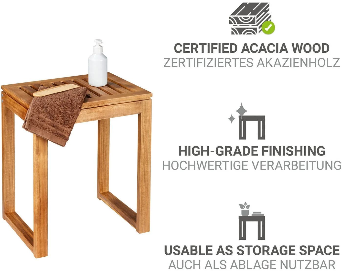WENKO Badhocker Fondi Akazienholz Badezimmer - Bild 3