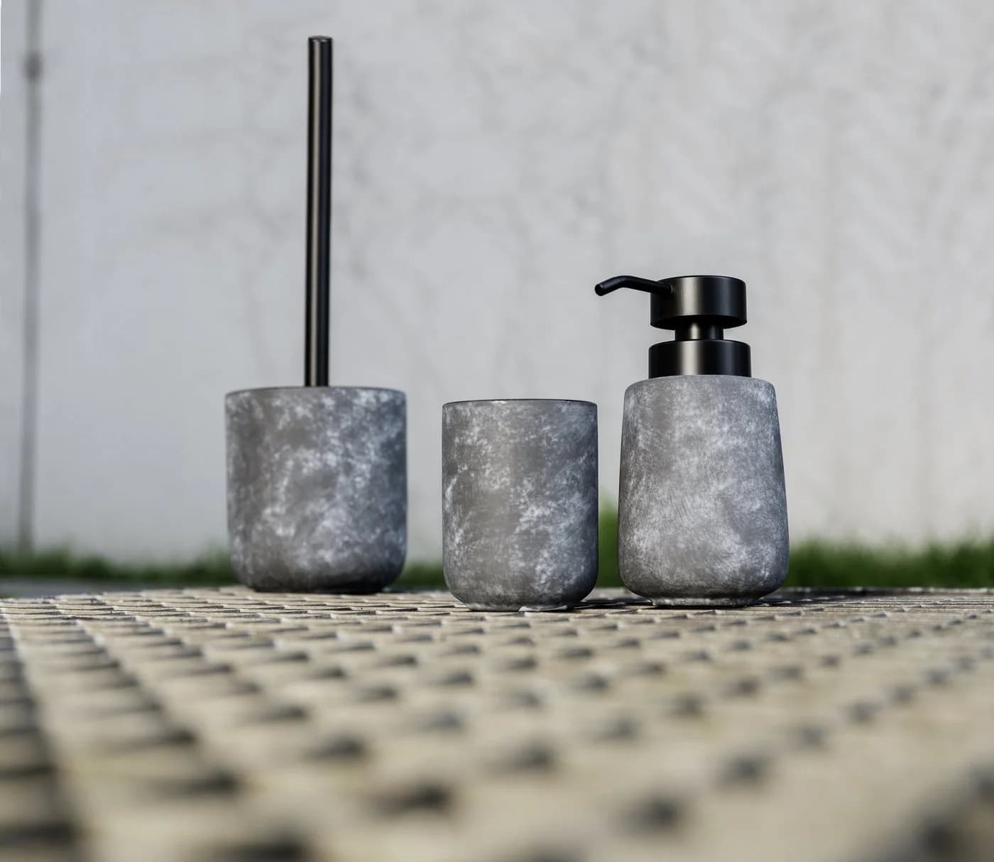 WENKO WC-Garnitur Sacile Keramik Grau Betonoptik