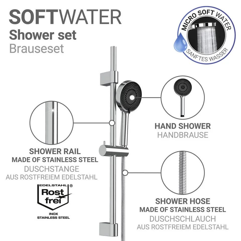WENKO Brausehalter Softwater Silber Edelstahl Duschkopfhalterungen - Bild 3