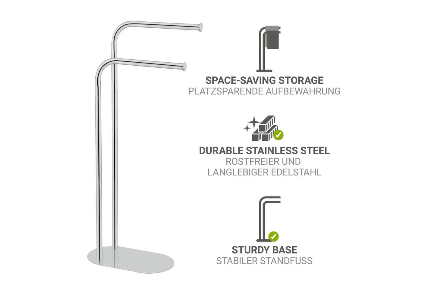 WENKO Handtuchständer Levante Freistehend Silber 2 Arme - Bild 3