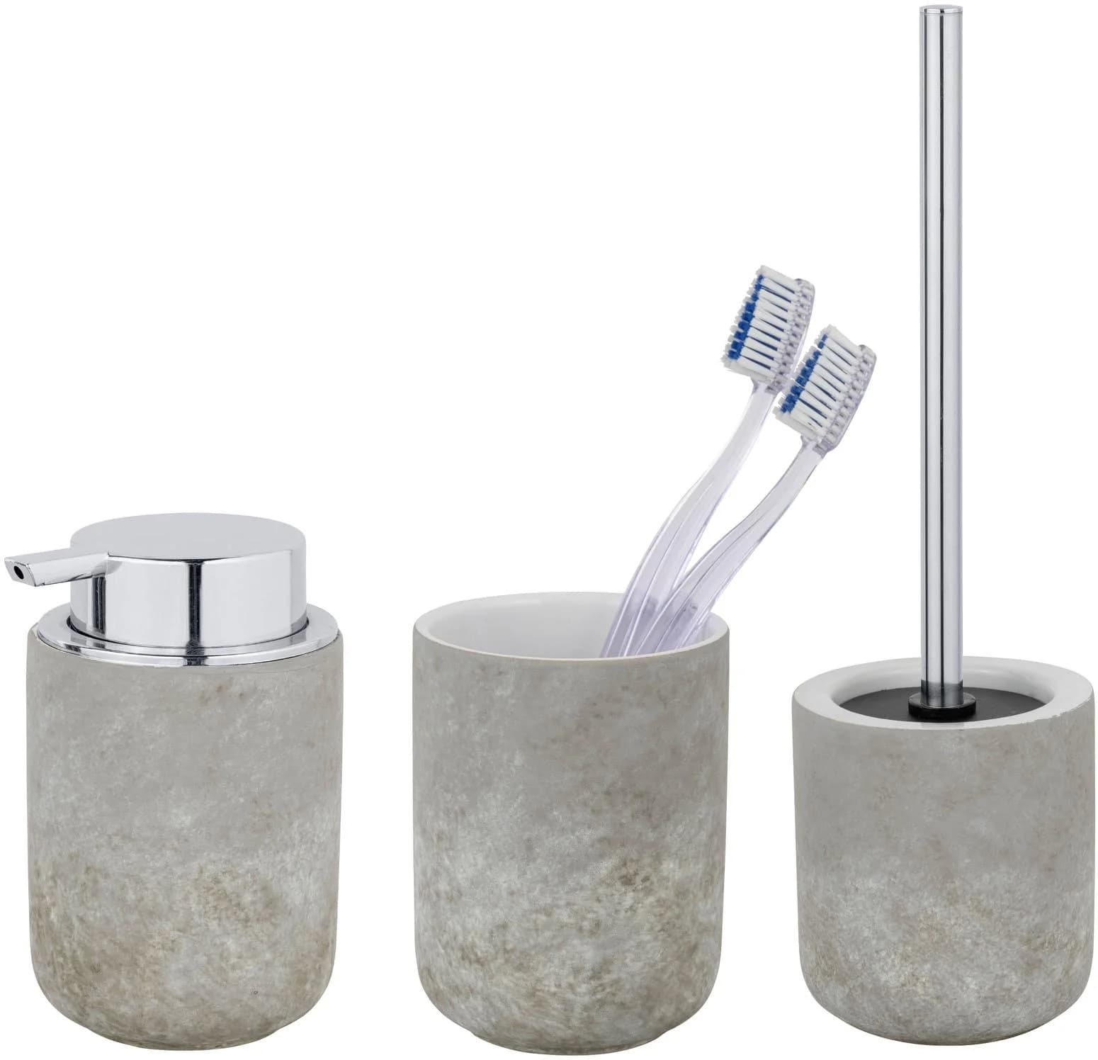 SCHÖNER WOHNEN-Kollektion Badaccessoire-Set Londa 3-tlg. Grau Keramik