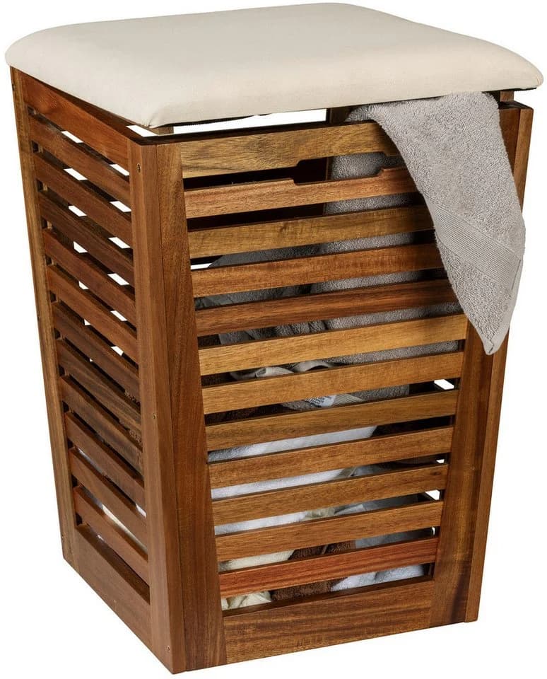 Wäschetruhe aus Akazienholz und Massivholz - Bild 2