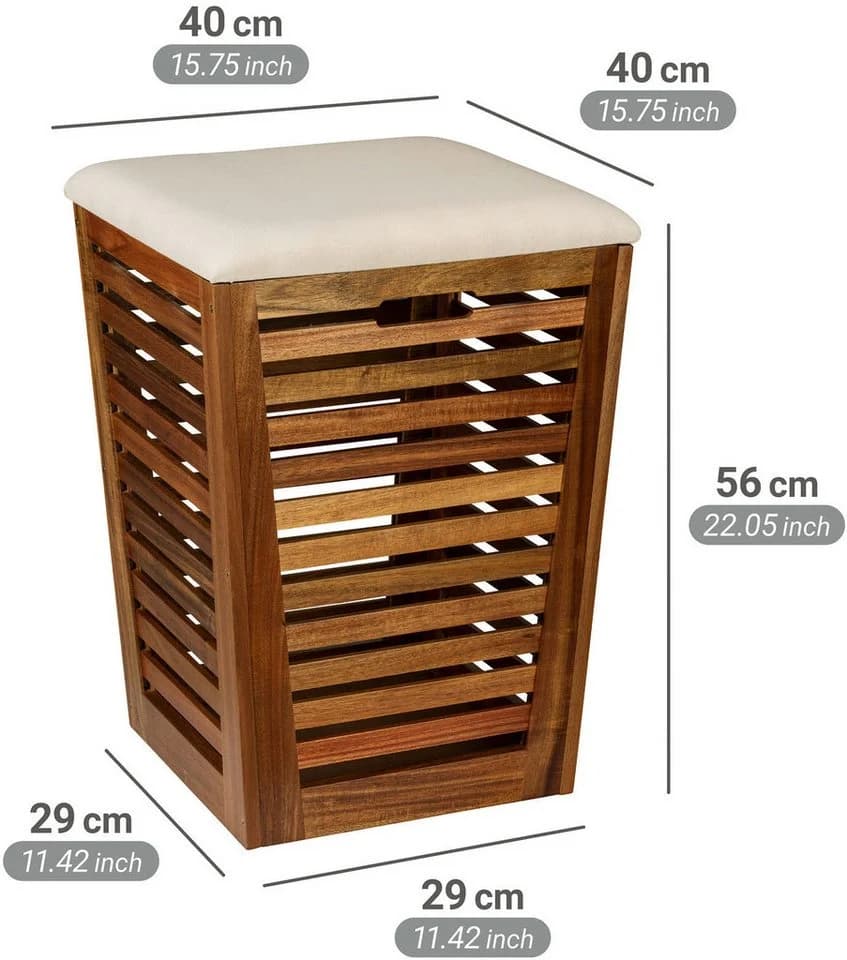 Wäschetruhe aus Akazienholz und Massivholz - Bild 5
