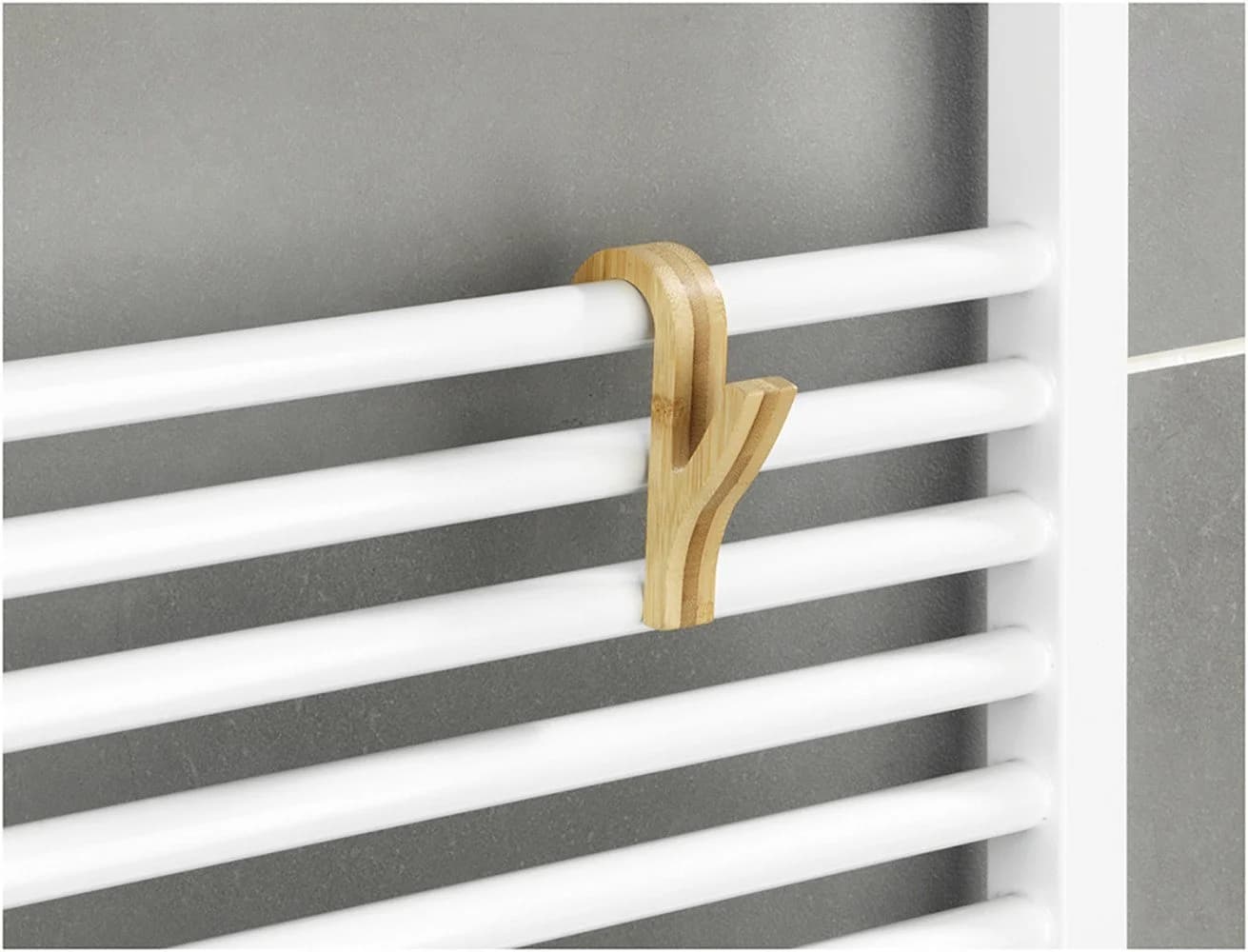 WENKO Handtuchhaken Bambus Set 6-tlg. Braun für Heizkörper - Bild 5