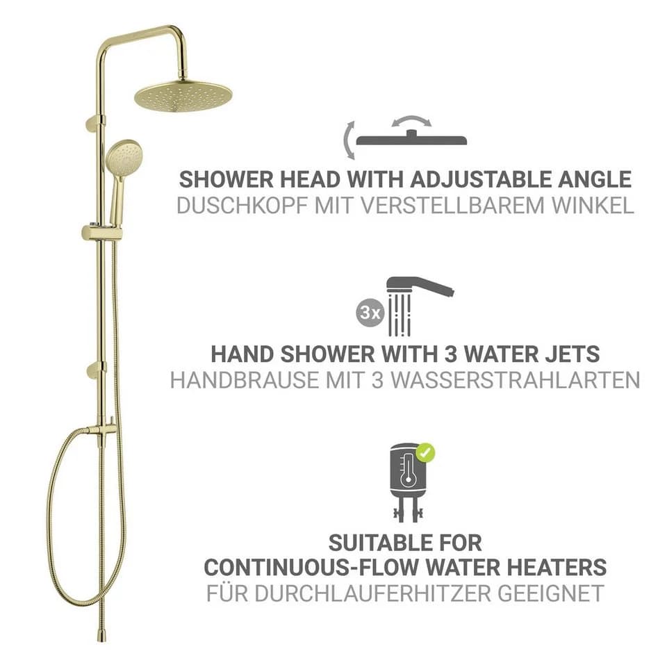 WENKO Duschsystem Young Line 101 cm Gold 3 Strahlarten - Bild 4