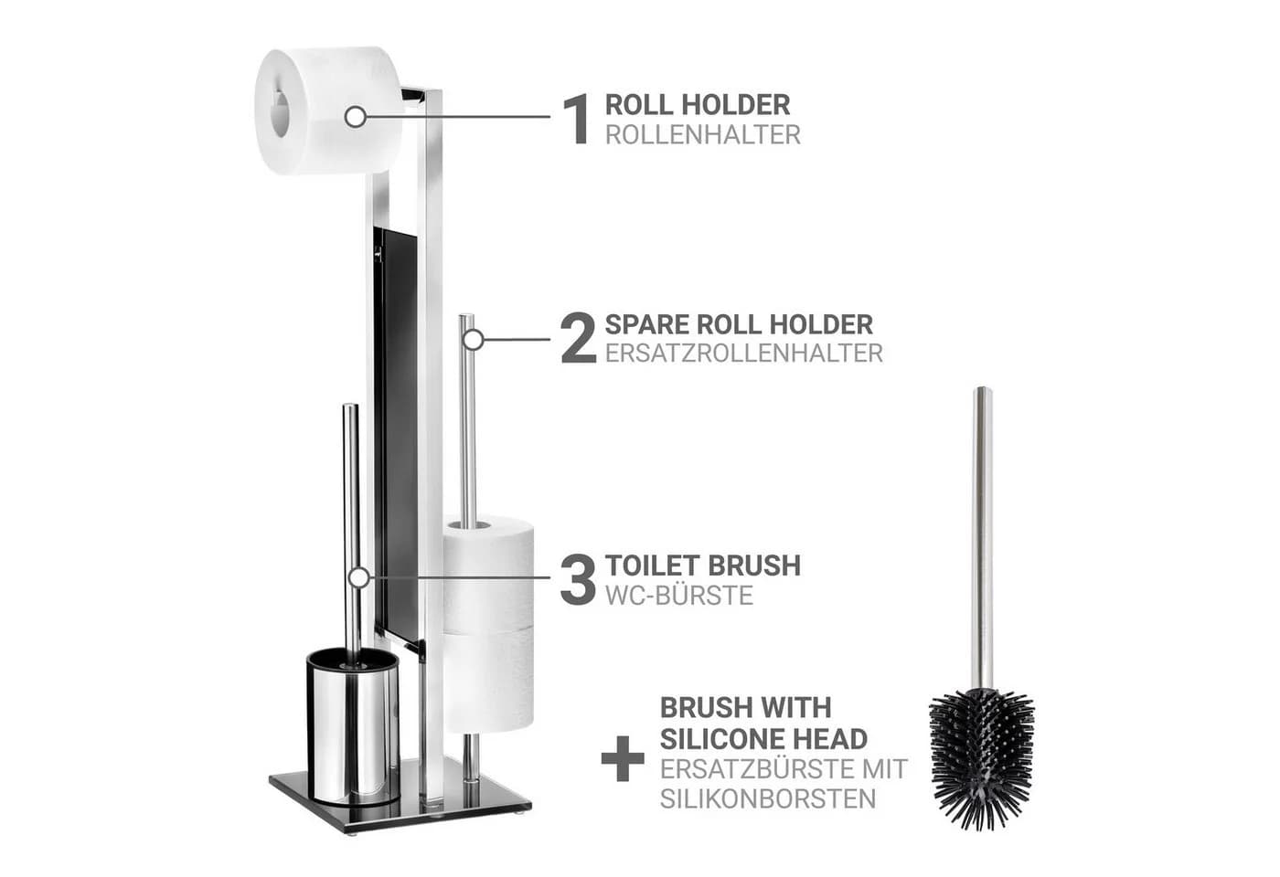 WENKO WC-Garnitur "Rivalta" Silberfarben Industrial Design - Bild 4