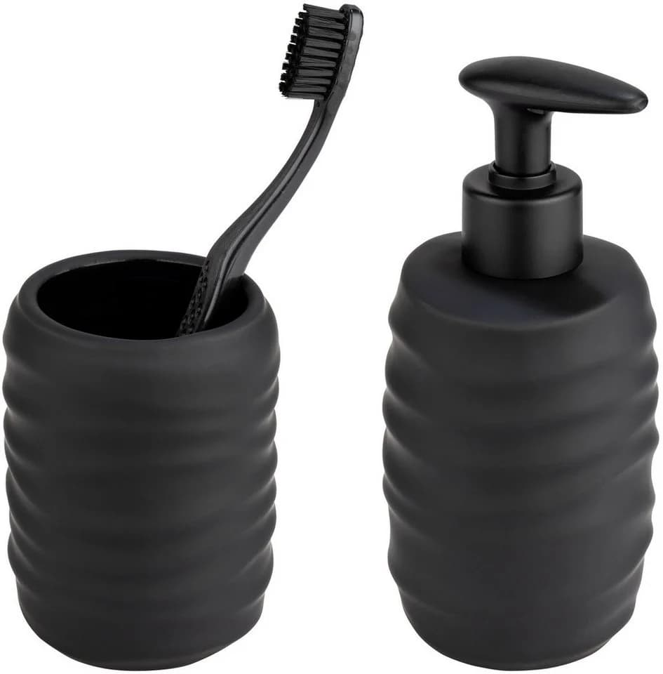 WENKO Badaccessoire-Set Illana 2-tlg. Seifenspender & Zahnputzbecher Keramik - Bild 3