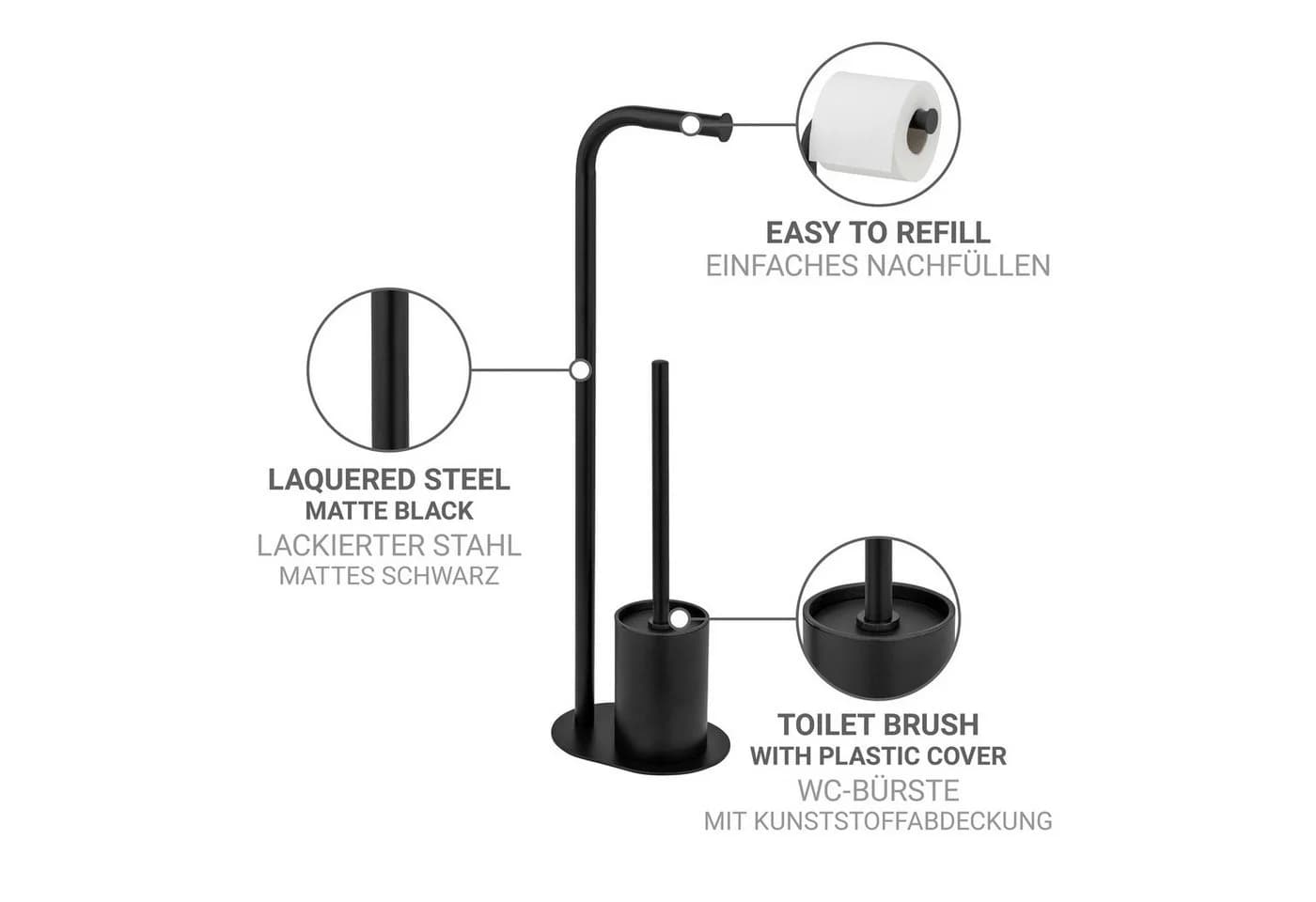 WENKO Levante WC-Garnitur Schwarz Metall - Bild 4