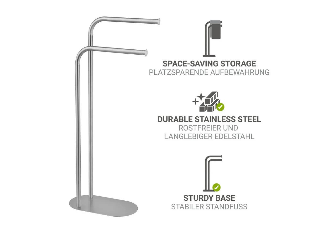 WENKO Handtuchständer Levante Silber 2 Arme Freistehend - Bild 3