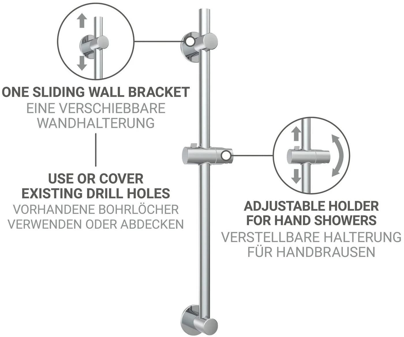 WENKO Duschstange Edelstahl 70 cm Chrom - Bild 3