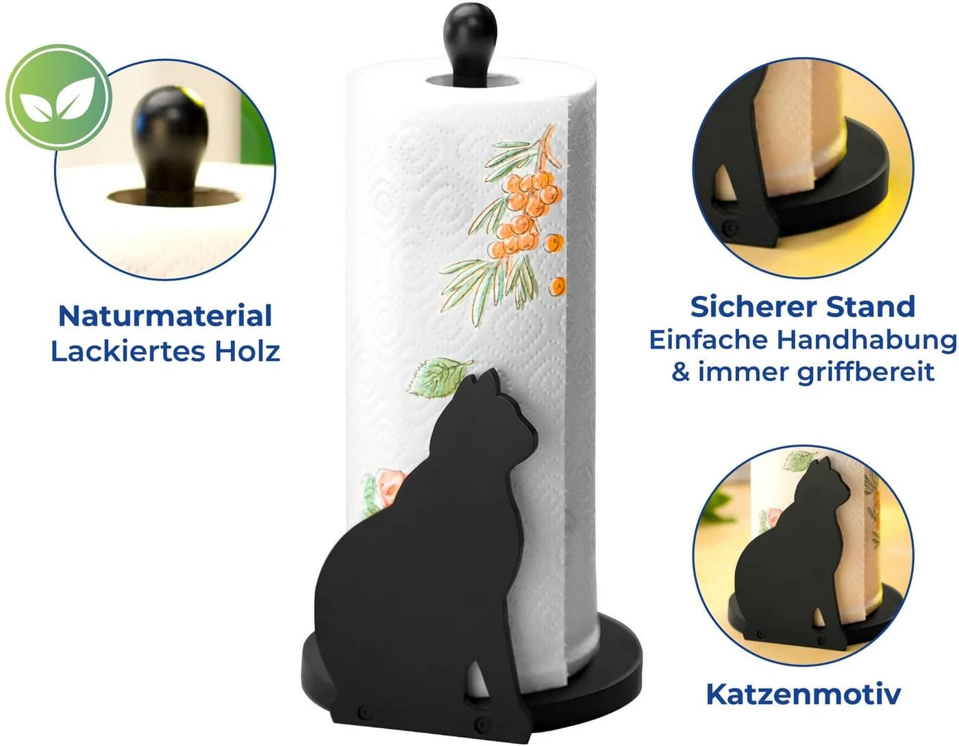 Maximex Küchenrollenhalter Katze Schwarz Holz - Bild 3