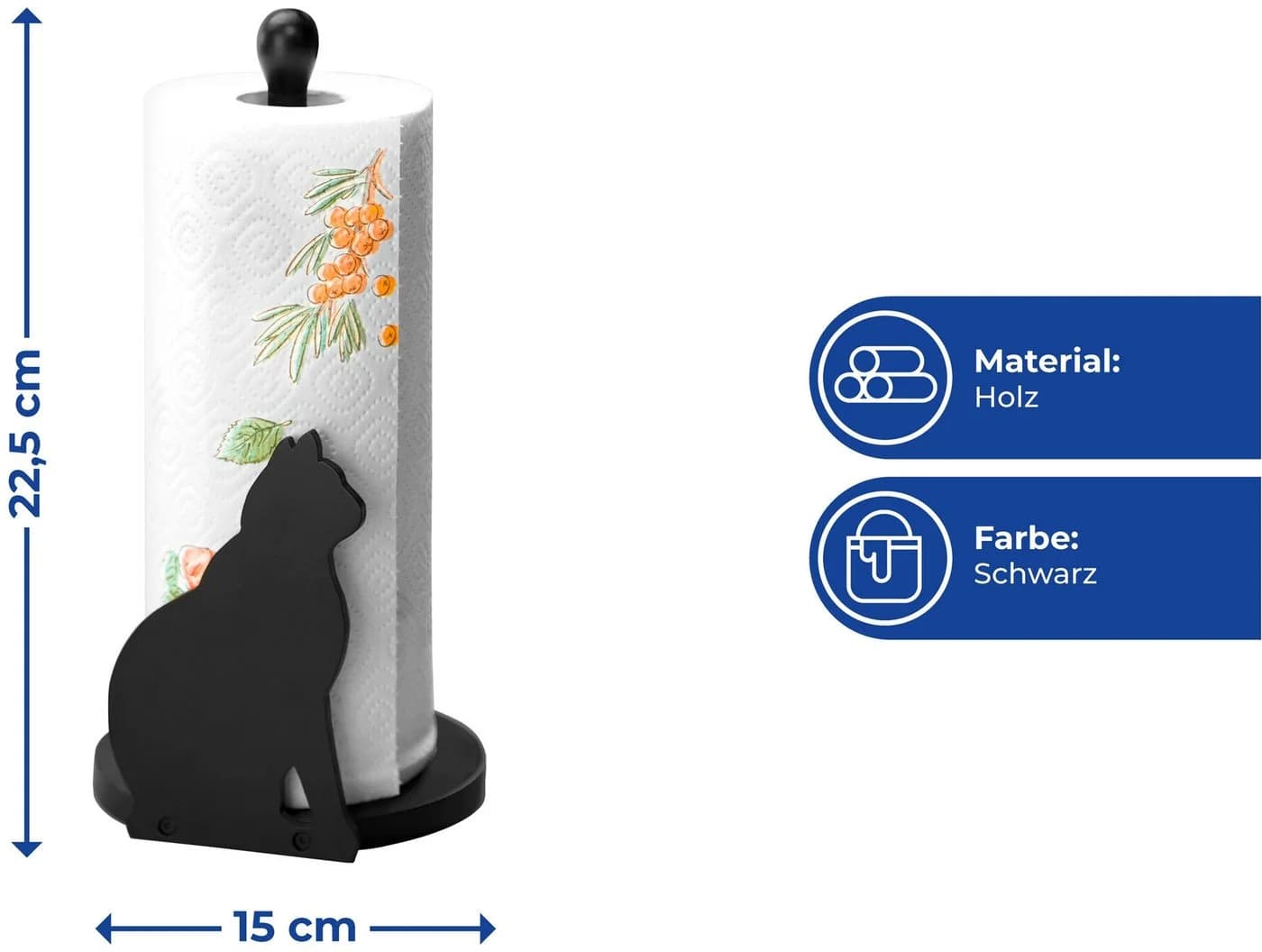 Maximex Küchenrollenhalter Katze Schwarz Holz - Bild 5