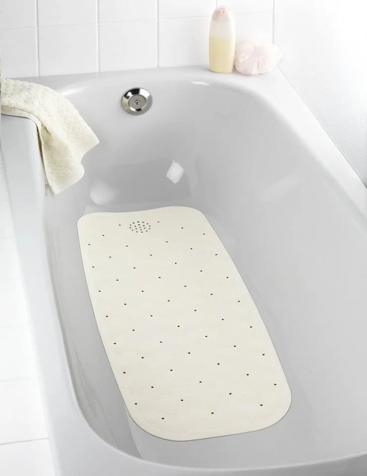 WENKO Rutschfeste Badewannenmatte aus Natur-Kautschuk Beige