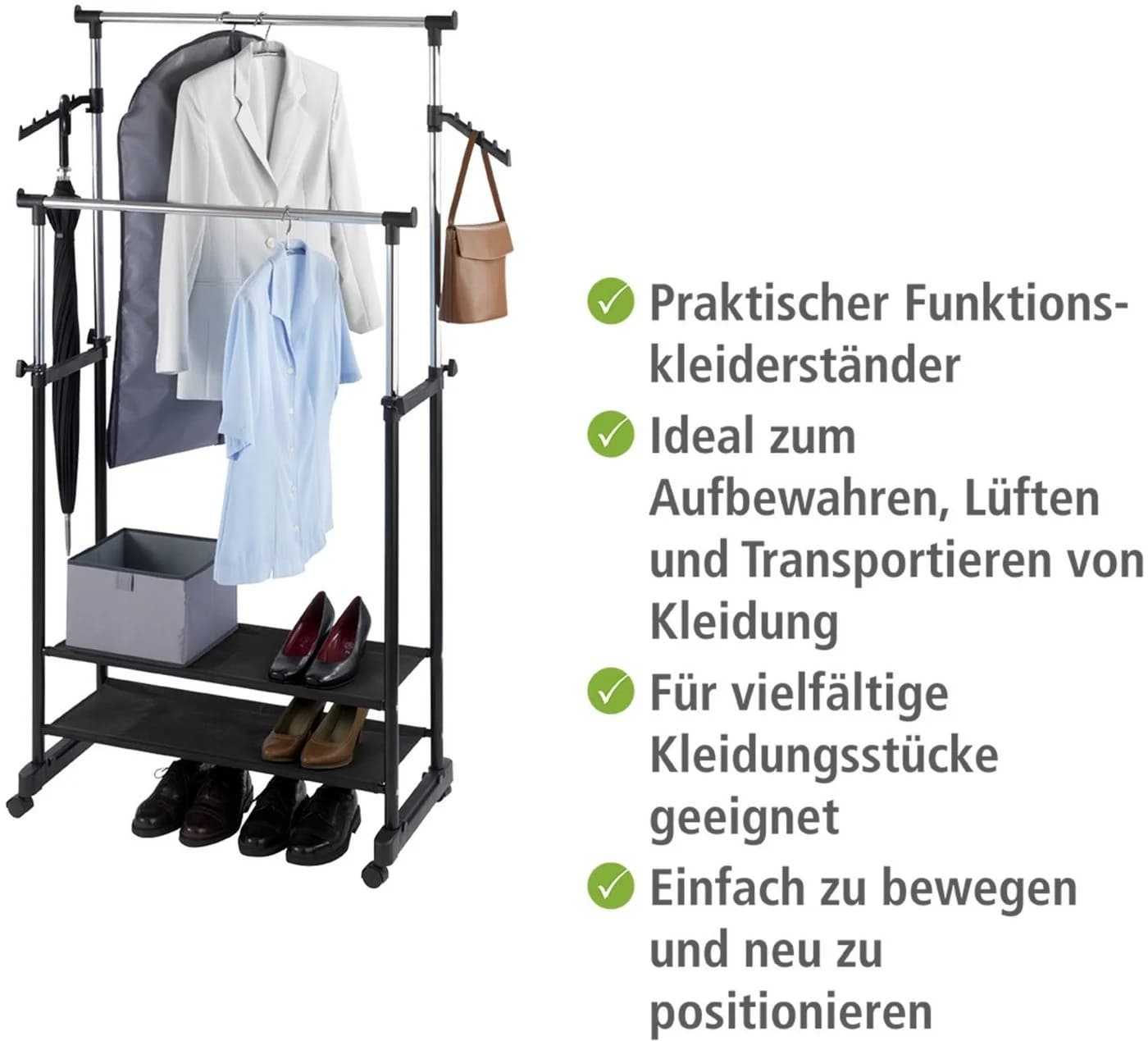 Wenko Kleiderständer All Inn Schwarz/Silber Höhenverstellbar - Bild 4