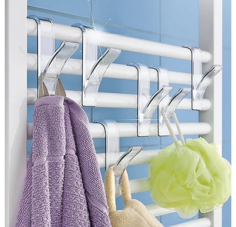 WENKO Rundheizkörper-Haken 4er Set Transparent Kunststoff - Bild 2