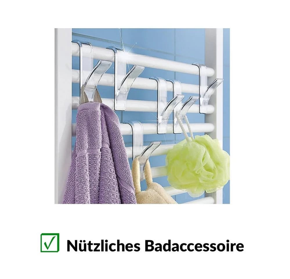 WENKO Rundheizkörper-Haken 4er Set Transparent Kunststoff - Bild 4