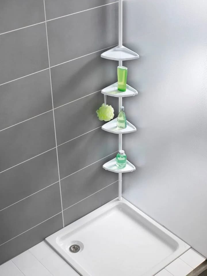 WENKO Duschablage Teleskop Duschecke Compact Weiß Aluminium