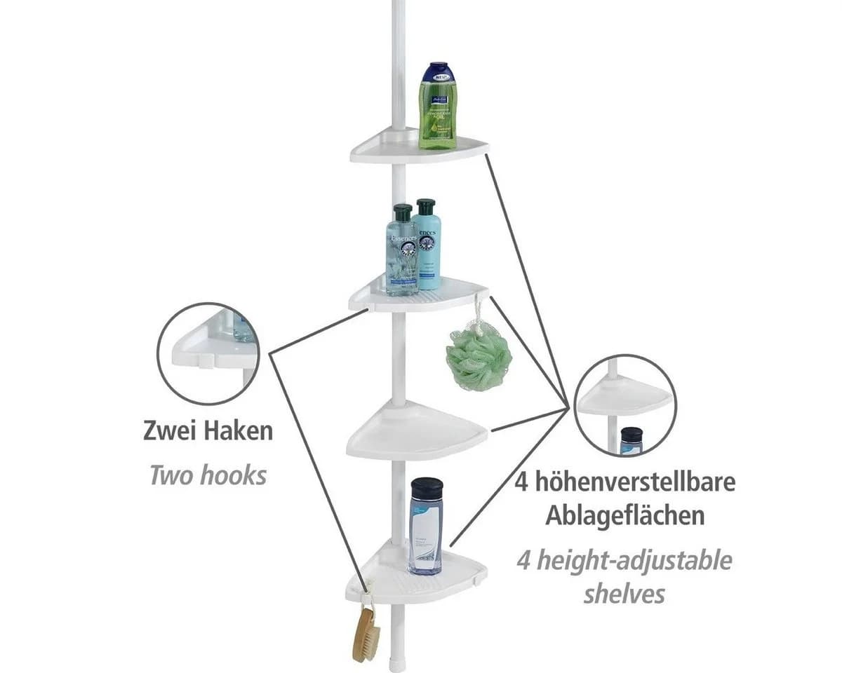 WENKO Duschablage Teleskop Duschecke Compact Weiß Aluminium - Bild 4