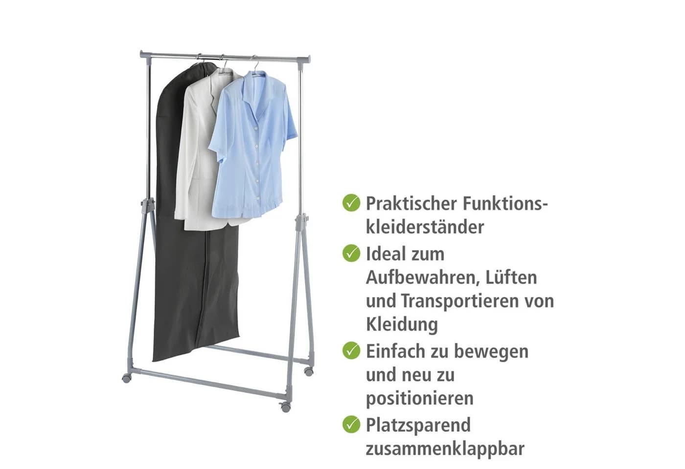 WENKO Kleiderständer Höhenverstellbar Grau/Silber mit Rollen - Bild 3