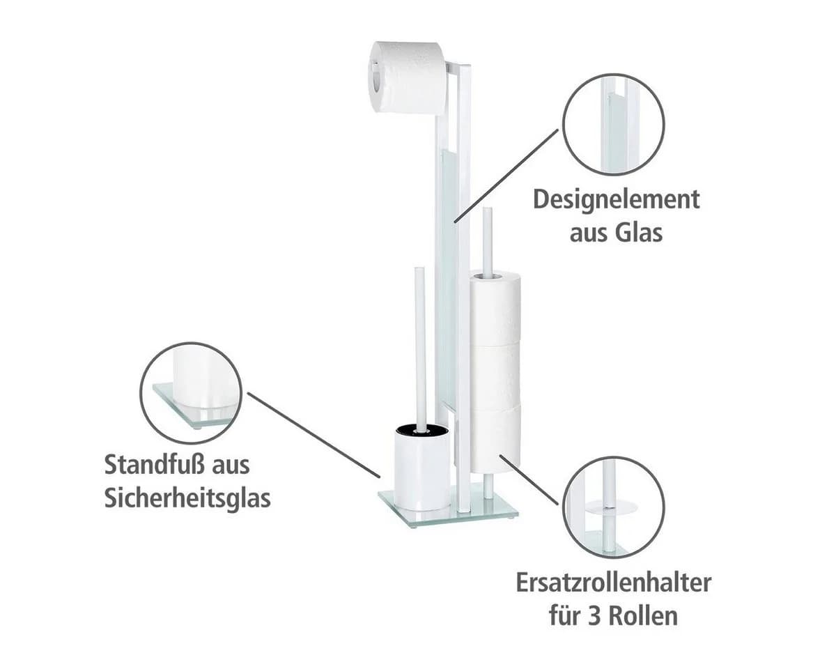 WENKO WC-Garnitur Rivalta Standgarnitur Weiß-Schwarz mit Halterung - Bild 5