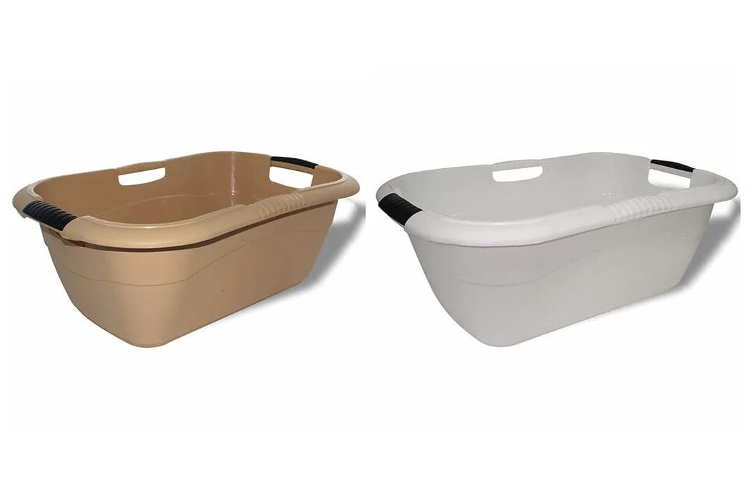 EUROHOME Wäschekorb Wäschewanne Beige/Weiß Kunststoff
