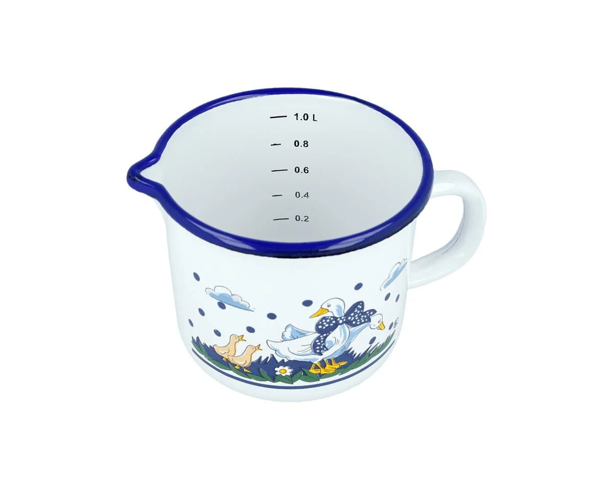 EUROHOME Milchtopf 1l Emaille Landhauslook Weiss mit Ausgießer - Bild 3