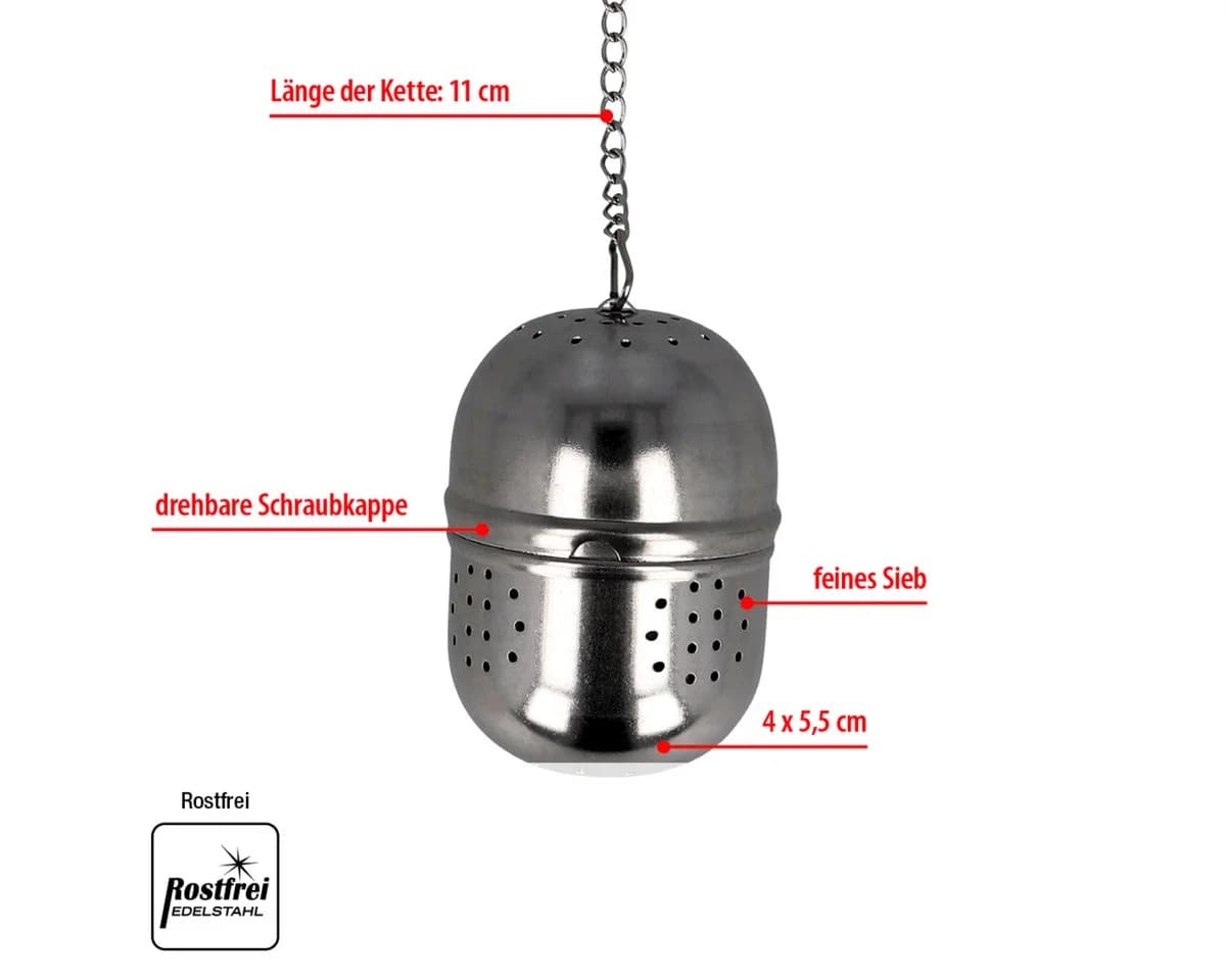 EUROHOME Teesieb Edelstahl mit Kette