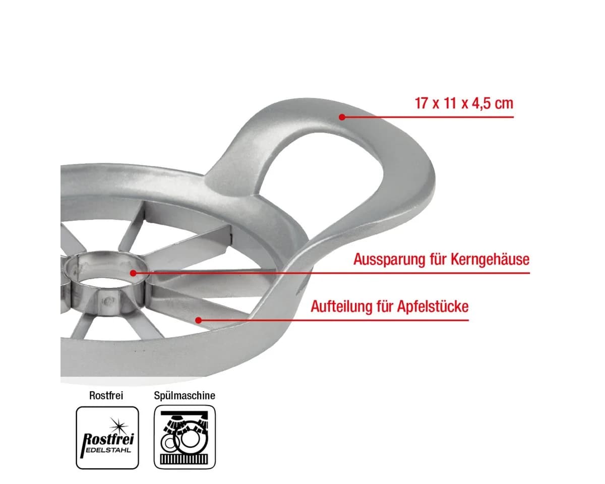 EUROHOME Apfelteiler Obstschneider aus Aluminium & Edelstahl - Bild 3