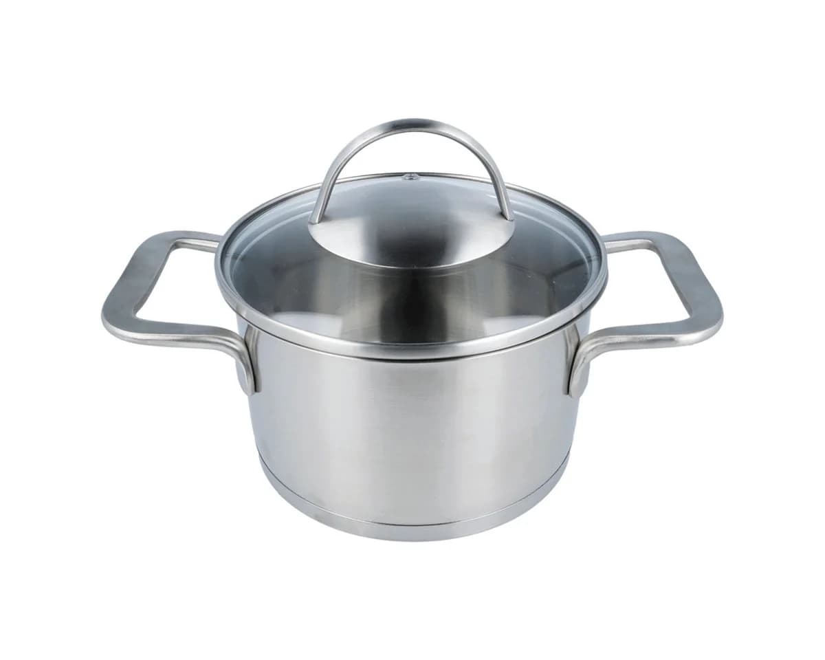EUROHOME Fleischtopf Edelstahl 16 cm mit Glasdeckel