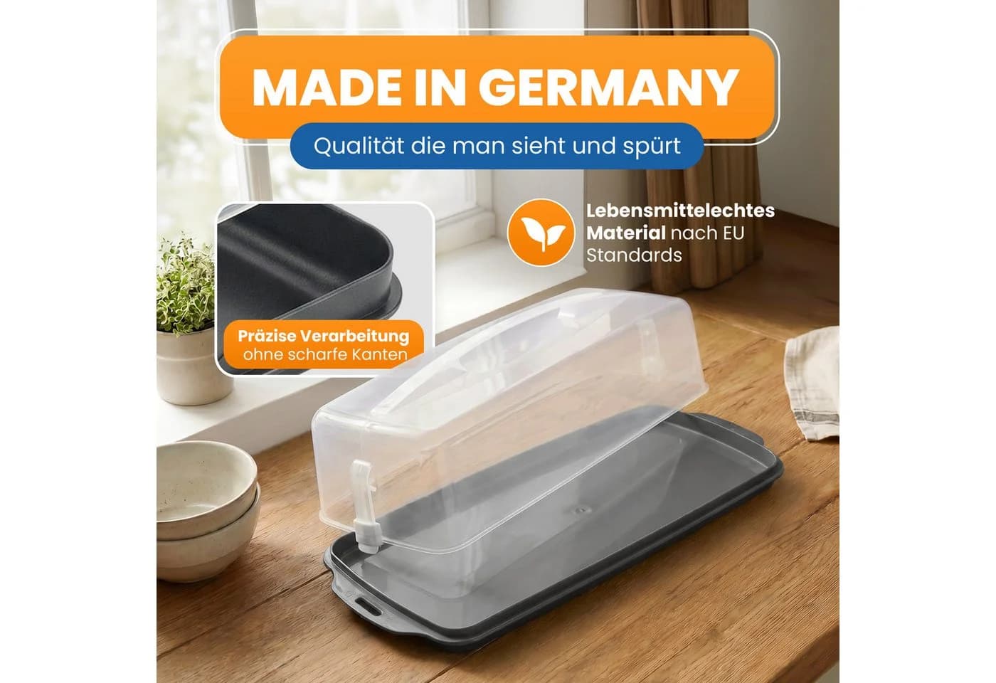 EUROHOME Kuchentransportbox mit Tragegriff und Haube