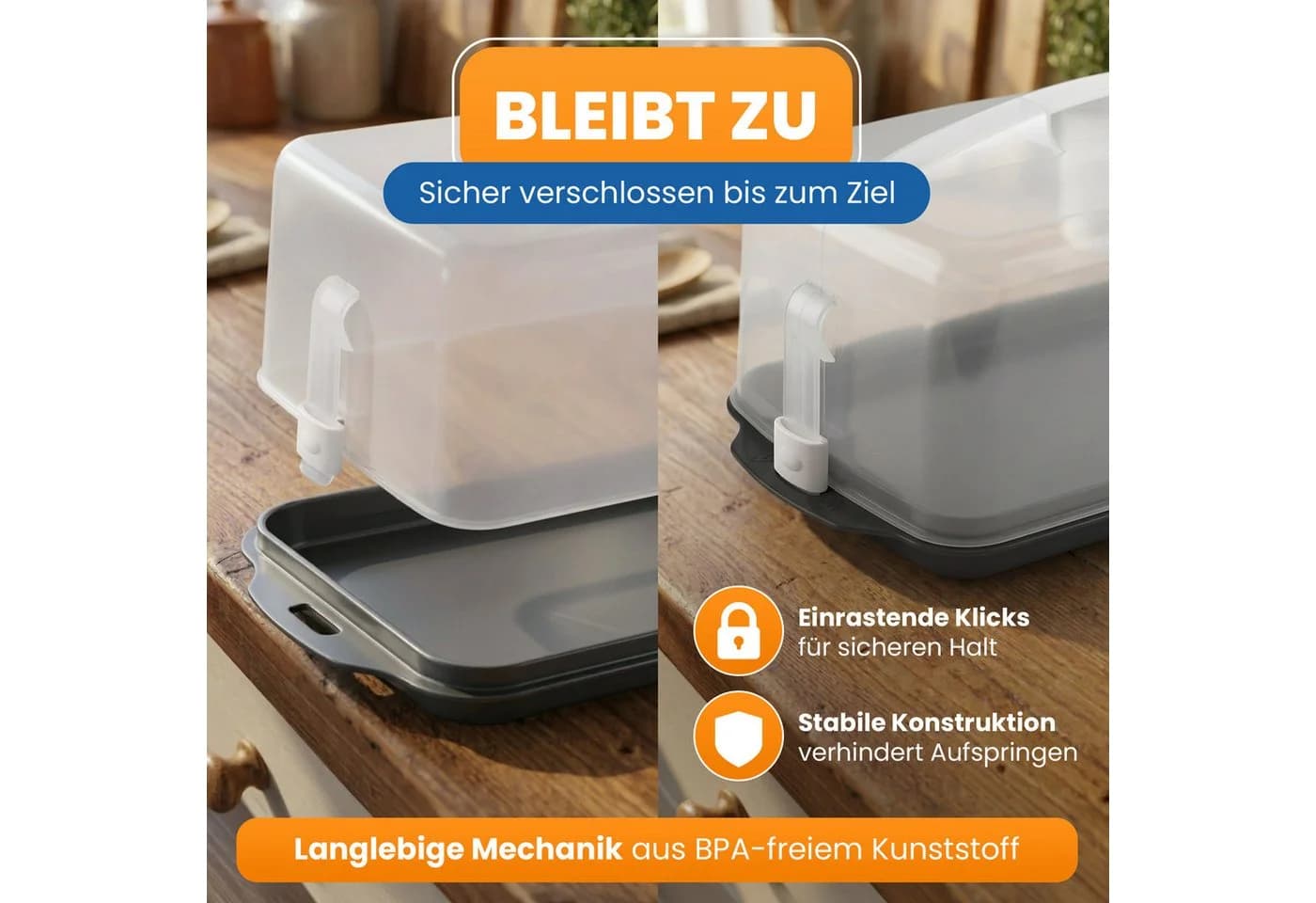 EUROHOME Kuchentransportbox mit Tragegriff und Haube - Bild 3
