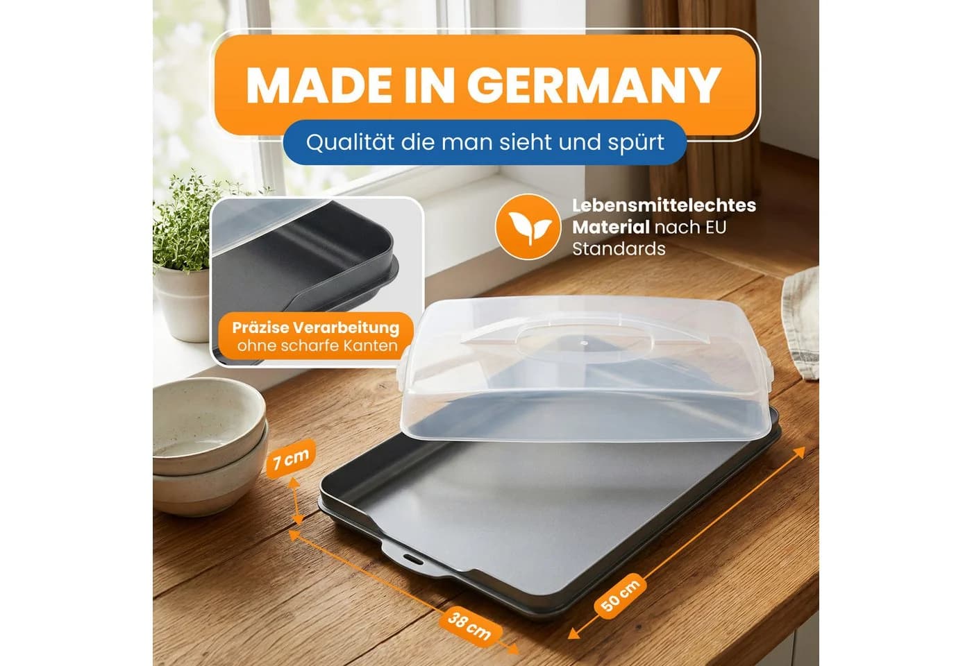 EUROHOME Kuchentransportbox mit Tragegriff und Haube