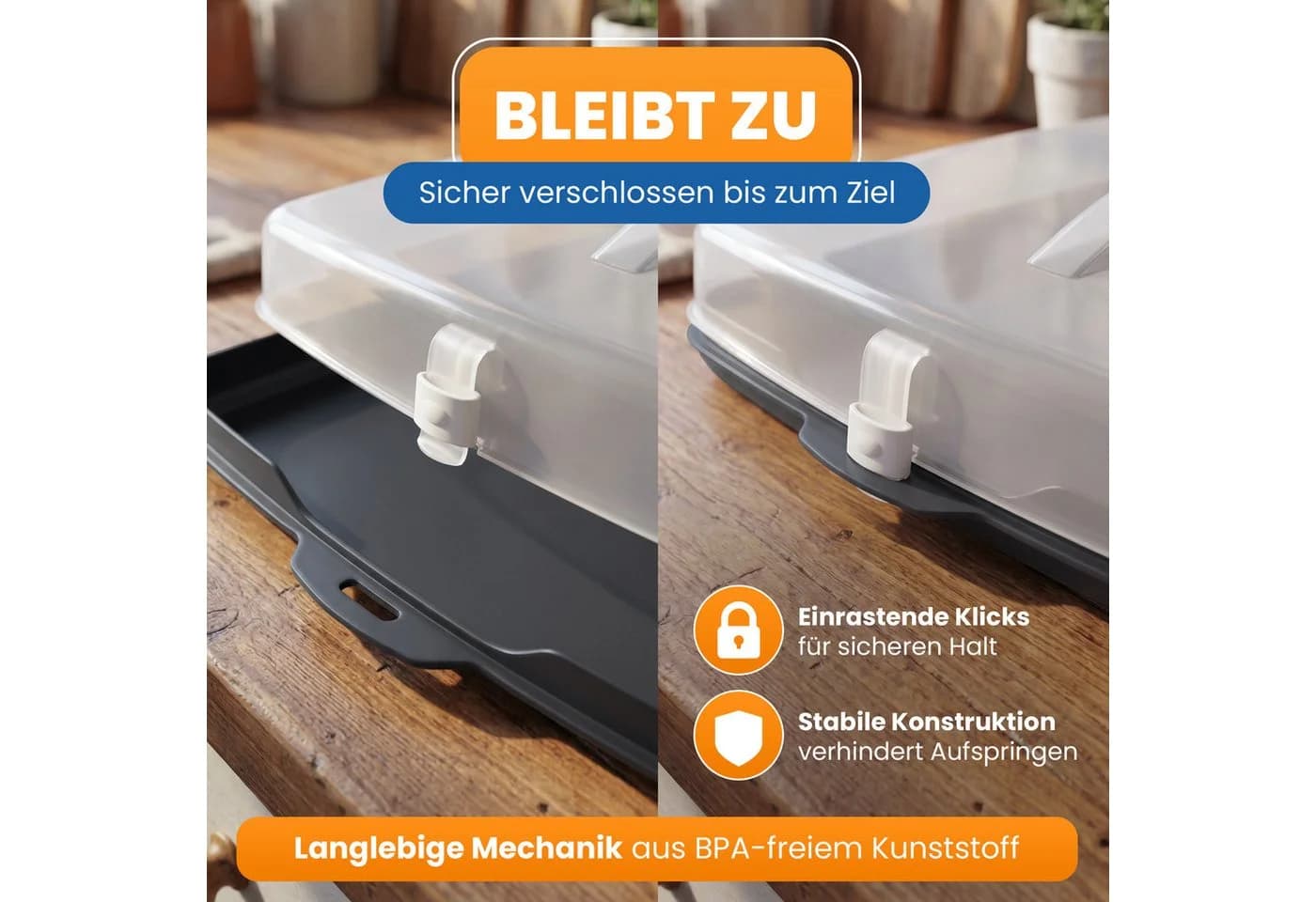 EUROHOME Kuchentransportbox mit Tragegriff und Haube - Bild 3