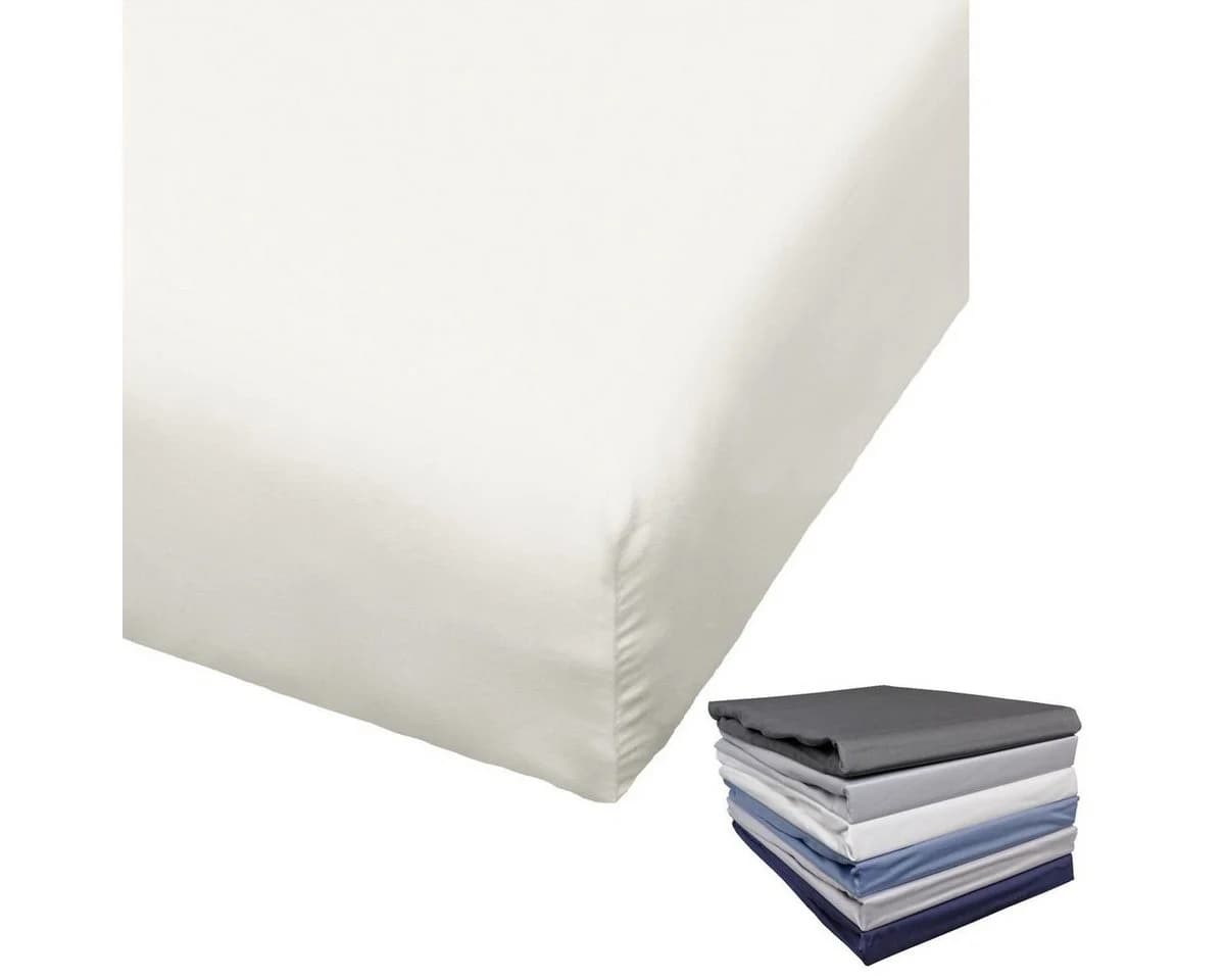 BIERBAUM Spannbettlaken Mako Satin Baumwolle Weiss - Bild 2