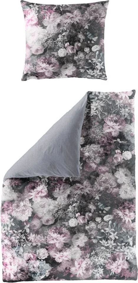 BIERBAUM Bettwäsche Set Mako-Satin Bunt Blumen Grau Rosa - Bild 2
