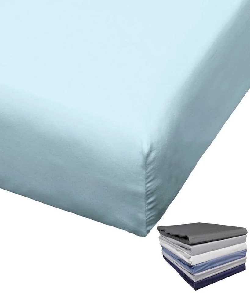 BIERBAUM Spannbettlaken Mako Satin Blau 100% Baumwolle - Bild 2
