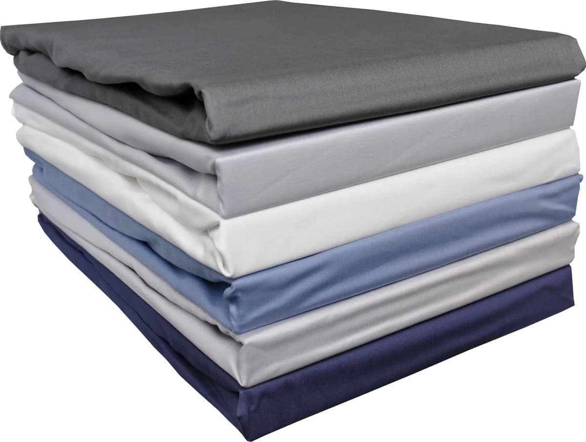 BIERBAUM Spannbettlaken Mako Satin Blau 100% Baumwolle - Bild 4