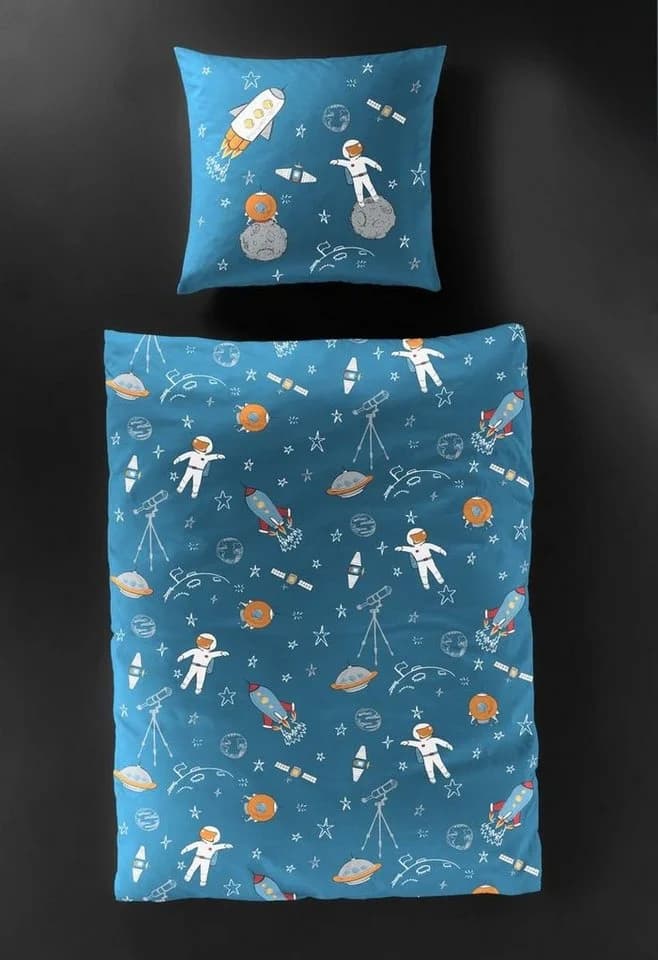 JACK Kinderbettwäsche Astronaut Weltraum 2-tlg. 135x200cm Baumwolle - Bild 4