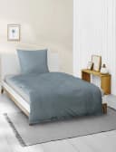 BIERBAUM Bettwäsche Elegant uni blau Mako-Satin 100% Baumwolle Bild 1
