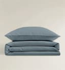 BIERBAUM Bettwäsche Elegant uni blau Mako-Satin 100% Baumwolle Bild 3