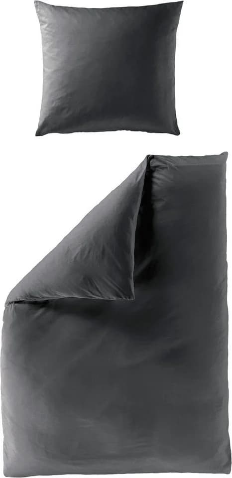 BIERBAUM Elegant uni Bettwäsche grau Mako-Satin 100% Baumwolle - Bild 2