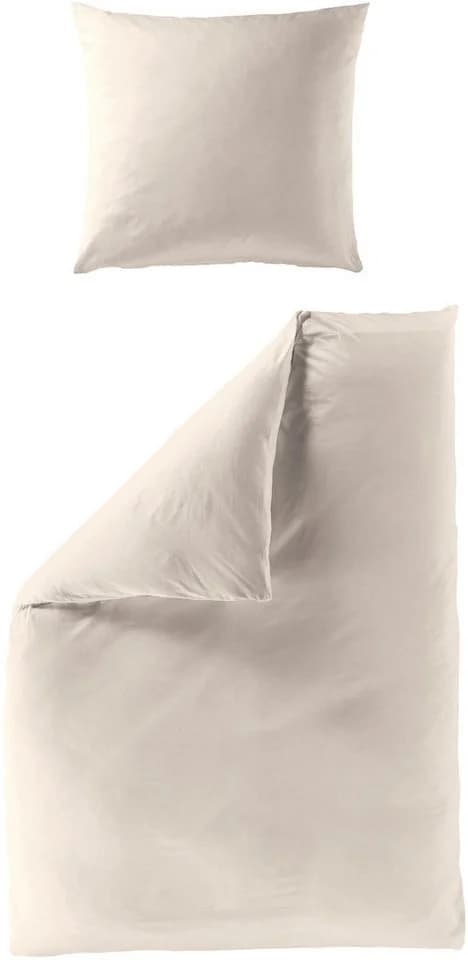 BIERBAUM Bettwäsche Biber Uni Creme 2-teilig 100% Baumwolle Pflegeleicht