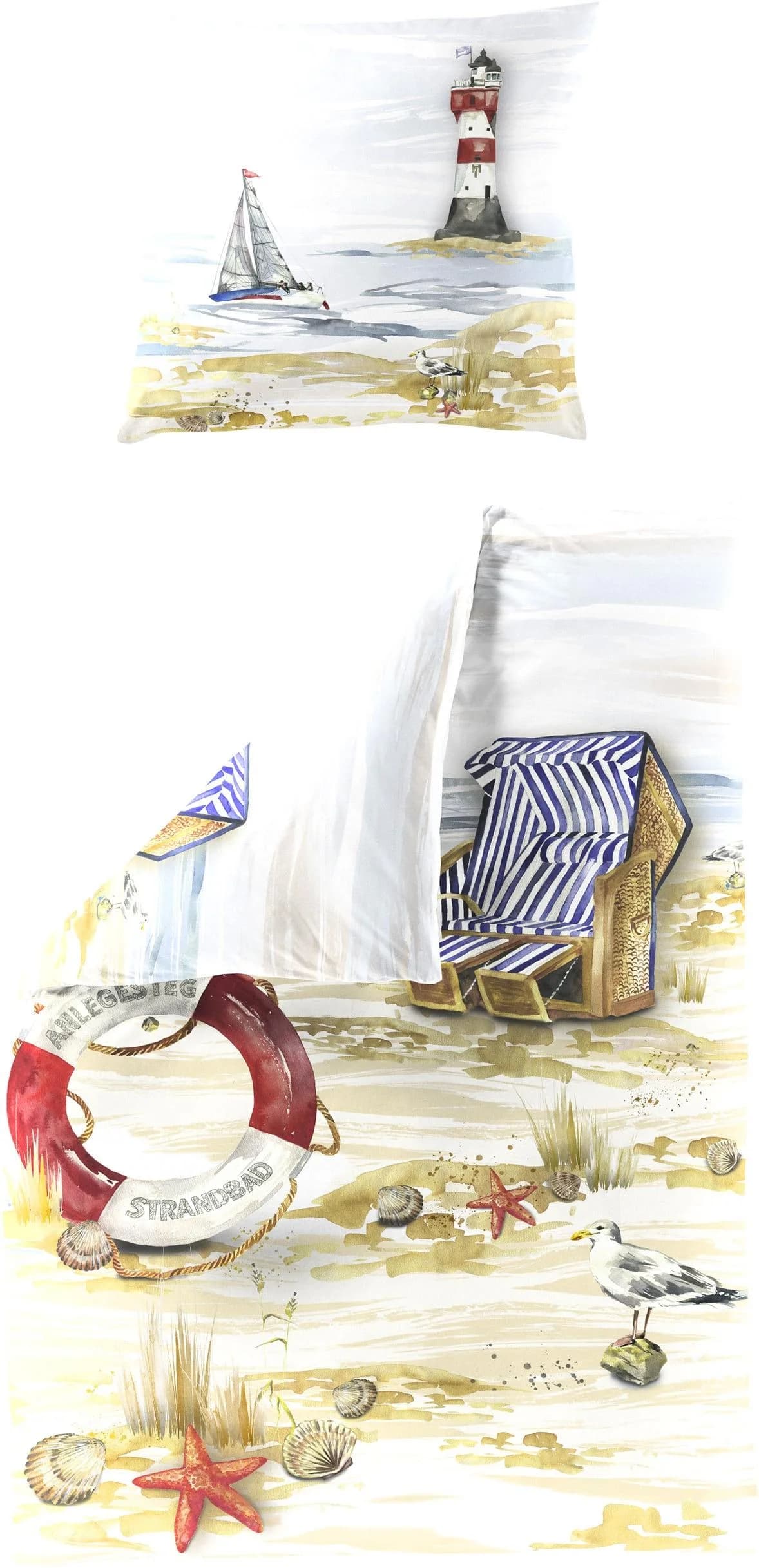 Bettwäsche BIERBAUM Set 2 Teile Mako-Satin marine
