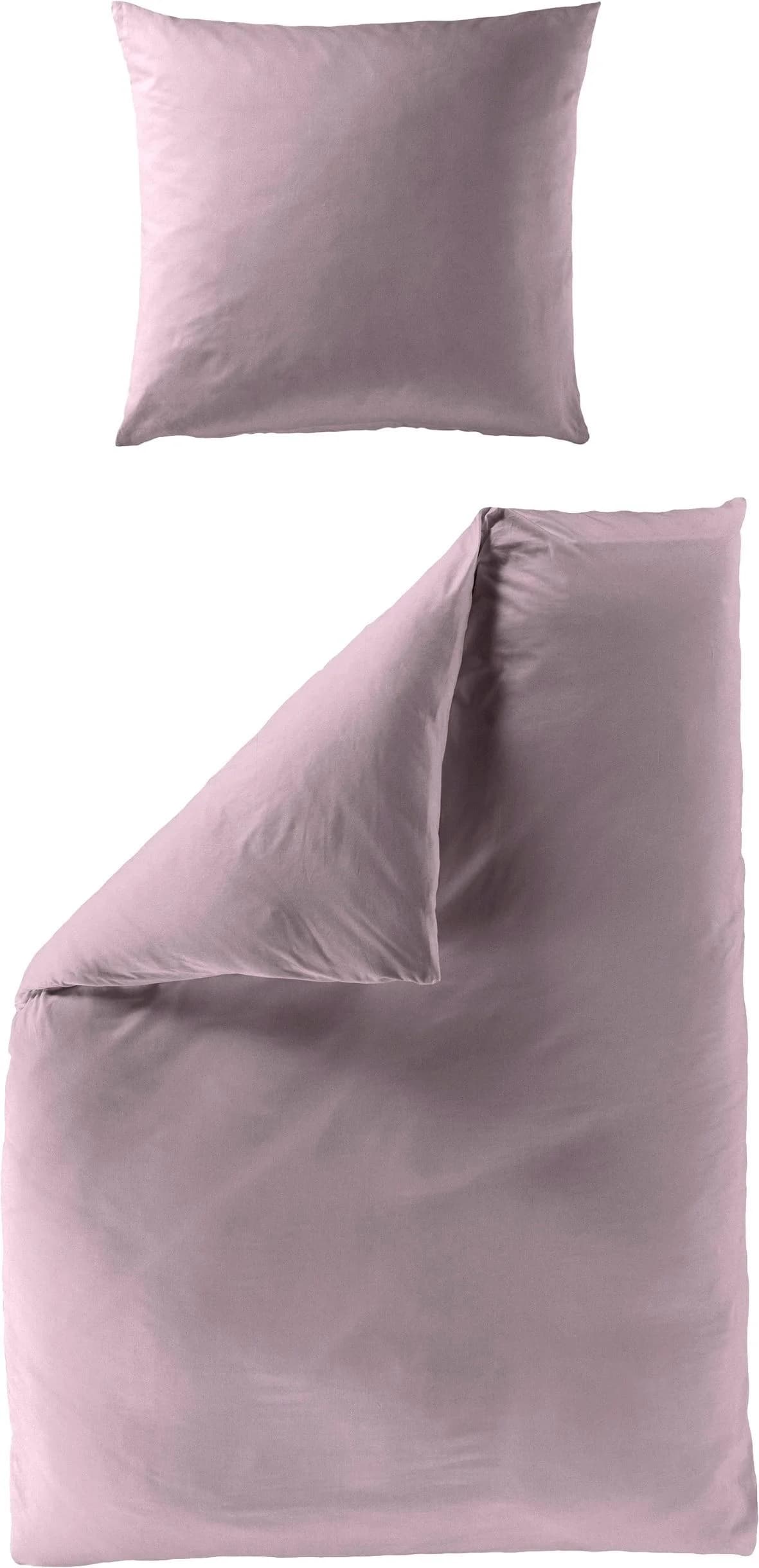BIERBAUM Bettwäsche Set Elegant Uni Flieder Mako-Satin