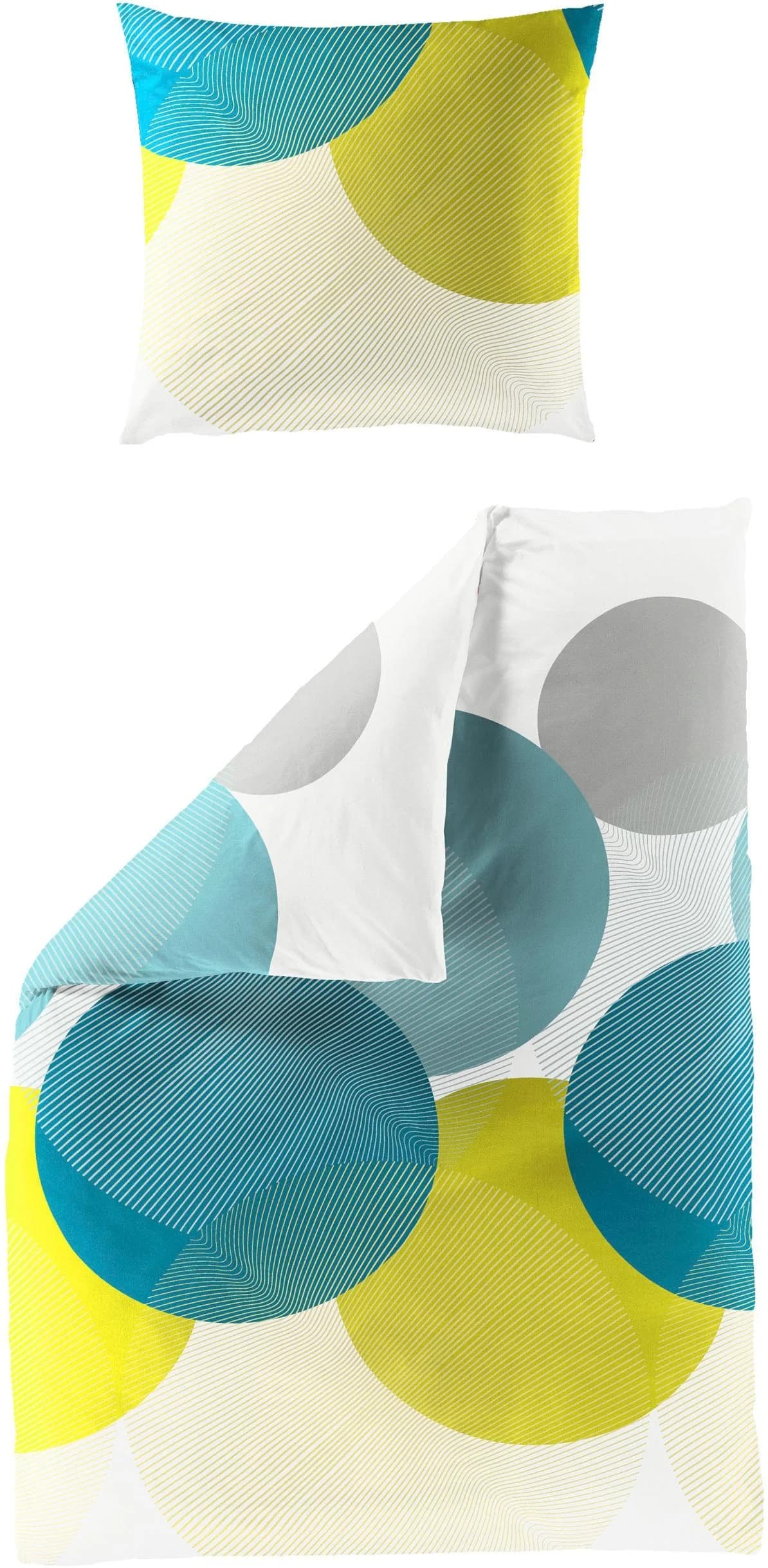 BIERBAUM Bettwäsche Set Mako-Satin petrol Kreise