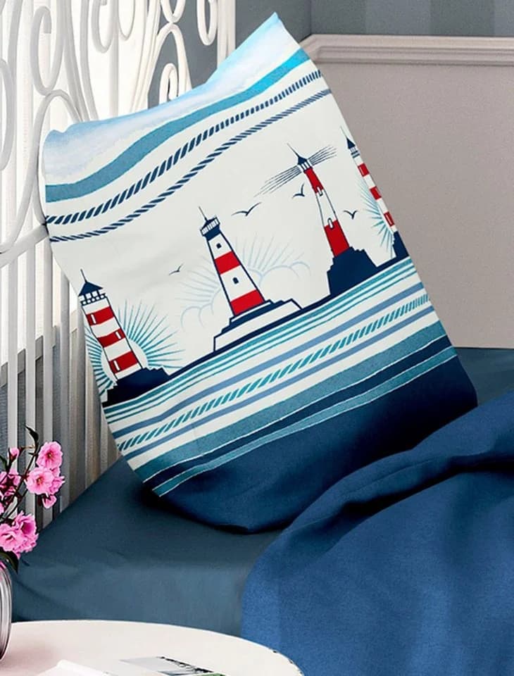 BIERBAUM Bettwäsche Leuchtturm Marine Seersucker 100% Baumwolle - Bild 3